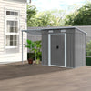6.4x4ft Galvanized Metal Garden Storage Bike Tools Shed with Open Shed BBQ Party