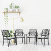 Set of 4 Cast Aluminum Patio Chairs Outdoor Dining Chairs with Cushion & Armrest
