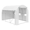 3 x 2 m Polytunnel Greenhouse with Zipped Roll-up Door and Mesh Windows, White