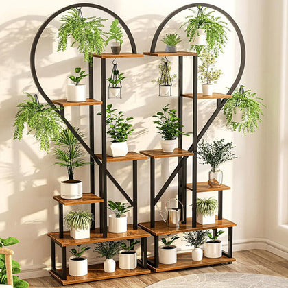 6-Tier Heart Plant Stand Garden Flower Pots Display Ladder Rack Shelf