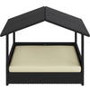 Wicker Dog House, Raised Pet Bed with Cushion Canopy, for Small to Medium Dogs