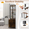 Indoor Tall Pet House Corner Shelf Cat Litter Box Enclosure-Coffee