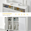 Bathroom Cabinet Floor Storage w/ 2 Sliding Doors Cupboard White 4 Wheels