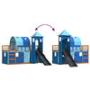 Bunk Bed with Slide and Curtains Blue 90x200 O3B2
