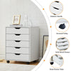 5 Drawer File Cabinet Mobile Office Cabinet with Wheels File Folder Rustic White