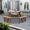 8 Seater Wooden Round Picnic Table and Bench Set Garden Furniture Set Outdoor