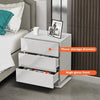 White Bedside Table with 3 drawers LED light High Gloss Front Board Bedroom