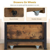 Storage Ottoman Bench Industrial Shoe Storage Bench w/ Padded Cushion on Wheels