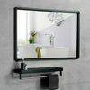 Rectangle Bathroom Mirror w/ Makeup shelf Wall Mounted Metal Frame Black 40x60cm