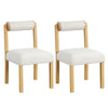 Faux Sherpa Upholstered Kitchen Dining Room Chairs Set of 2-White