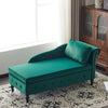 Velvet Chaise Lounge Sofa with Storage, Button Tufted, Green, Ergonomic