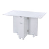 Drop Leaf Table Folding Dining Table With Mobile Wheels & Hidden Storage Shelf