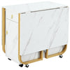 Folding Dining Table Rolling Drop Leaf Table with Drawers Cabinet Kitchen Table