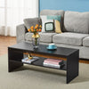 Coffee Table 2 Tiers Wood Tea Table Home Living Room Rectangle Table Black White