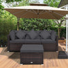 4 PCS Patio Rattan Conversation Set Sofa Ottoman Set Metal Frame w/Coffee Table
