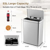 53L Automatic Trash Can Motion Sensor Garbage Can Stainless Steel Sliver