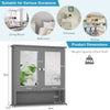 Bathroom Cabinet Wooden Wall-Mounted Mirror Cabinet w/2-Tier Adjustable Shelves