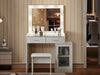 Dressing Table LED Bulbs Mirror Glass TopVanity Cabinet Make up Desk Stool Home