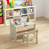 Kids Table and Chair Set w/ Storage and Paper Roll Holder-Green