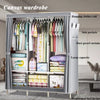 Canvas Wardrobe With Hanging Rail Shelving Fabric Clothes Storage Large Cupboard