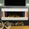Wall Fireplace Electric Heater LED 7 Color Log Burning White Suite WIFI / Remote