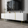 TV Entertainment Cabinet Unit with 4 Doors & Metal Legs for Living Room White