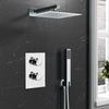 Modern Shower Mixer Square Bathroom Concealed Twin Head Valve Set