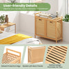 Freestanding Pull-out Laundry Cabinet with 2 Removable Bins-Natural