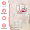 2-in-1 Kids Vanity Table Set Princess Pretend Play Dressing Table Writing Desk