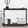 2-Tier Console Table X-design Wooden Hall Desk Side End Table W/ Shelf HW65761BK