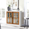 Sideboard Buffet Cabinet Bar Wine Cabinet Wood-Framed Glass Door Storage Cabinet