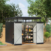 Metal Pent Roof Garden Shed Outdoor Double Door Storage for Tools Bike Warehouse