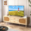 Boho Entertainment Center Media Console Table-Natural