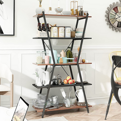 5Tier Vintage X-Shaped Shelf Bookcase Storage Rack Stand Plant Display Bookshelf