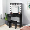 Vanity Dressing Table Stool Set Makeup Mirror/Drawers/Dimmabl 3 Colors LED Light