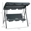 Outdoor Garden Swing Chair 3 Seater Cushioned Seat with Adjustable Canopy Grey