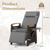 Patio Rattan Lounge Chair Outdoor Recliner Chair w/ Backrest & Footrest Grey