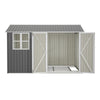 10x8FT Steel Apex Garden Shed Tool Equipment Organize W/Window Door Grey