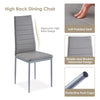 4pcs Grey PU Leather Dining Chairs & Round Clear Glass Dining Table Dining Set