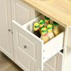 Drop-Leaf Kitchen Island on Wheels Utility Storage Cart with Drawers & Cabinet