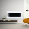 LED Fireplace White Surround Suite Wall Mounted Electric Fire with Log & Pebble