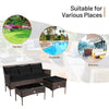 3 PCS Patio Conversation Set w/Tempered Glass Coffee Table-Black