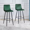 Set of 2 Velvet Chairs High Back Bar Stools Footrest Backrest Metal Legs Pub