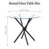 4x Black Faux Leather Dining Chairs&Round Tempered Glass Black Legs Dining Table