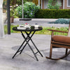 Folding Glass Table Backyard Heavy-Duty Steel Patio Coffee Table-Black