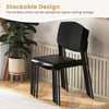4Pcs Stackable Kitchen Chairs Set Modern Plastic Dining Room Chairs Black