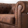 Luxury Distressed Tan Leather Reception Armchair Button Back Padded Seat Chair