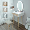 LED Mirrored Dressing Table Modern Makeup Vanity Cushioned Stool Set for Bedroom