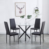 4x Black Faux Leather Dining Chairs Round Tempered Glass Black Legs Dining Table