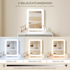Dressing Table Set with LED Lighted Square Mirror Stool Drawers Vanity Desk
